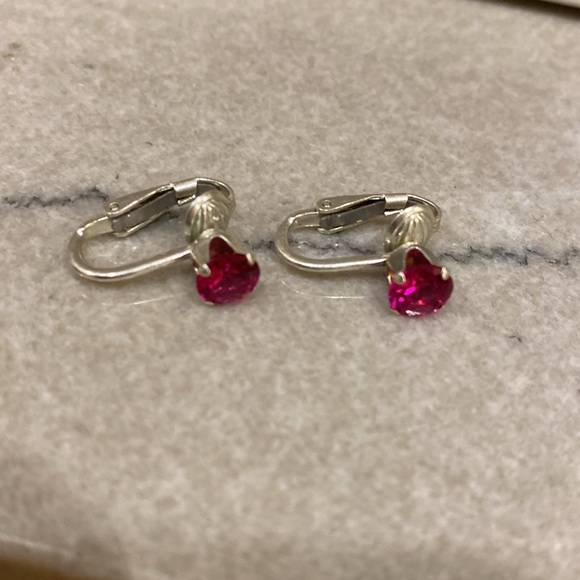 Sterling Silver Ruby Clip On Earrings - Picture 3 of 3